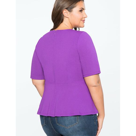 Eloquii Cut Out Peplum Blouse Green Stretch Ponte Knit Womens Plus Size 18 - Picture 9 of 10